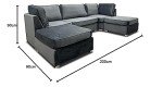 Grey Plush Velvet U-Shaped Corner Sofa