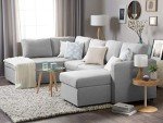 Light Grey U-Shaped Sofa Bed with Storage