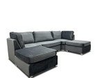 Grey Plush Velvet U-Shaped Corner Sofa