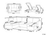 Light Grey U-Shaped Sofa Bed with Storage
