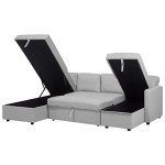 Light Grey U-Shaped Sofa Bed with Storage