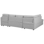 Light Grey U-Shaped Sofa Bed with Storage