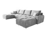 Light Grey Velvet U-Shaped Sofa Bed with Storage