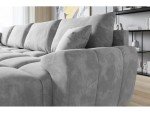 Light Grey Velvet U-Shaped Sofa Bed with Storage