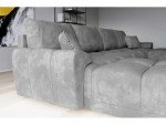 Light Grey Velvet U-Shaped Sofa Bed with Storage