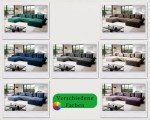 Green U-Shaped Velvet Sofa with Storage & Bed