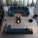 Light Blue Modular Corner Sofa with Storage