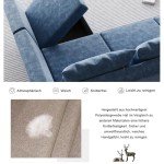 Light Blue Modular Corner Sofa with Storage