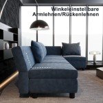 Light Blue Modular Corner Sofa with Storage