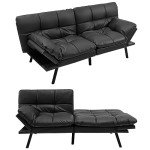 Convertible Memory Foam Futon Sofa Bed - Black