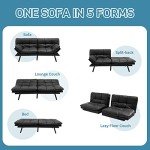 Convertible Memory Foam Futon Sofa Bed - Black