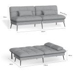 COMHOMA Adjustable 3-Seater Fabric Sofa Bed