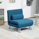 HOMCOM 3-in-1 Convertible Sofa Bed Chair - Blue