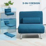 HOMCOM 3-in-1 Convertible Sofa Bed Chair - Blue