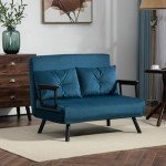 Navy Blue 2 Seater Convertible Sofa Bed