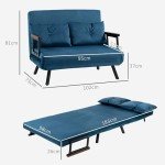 Navy Blue 2 Seater Convertible Sofa Bed