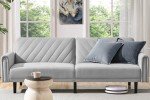 Light Gray Convertible Sofa Bed with Pockets