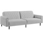 Light Gray Convertible Sofa Bed with Pockets