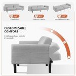 Light Gray Convertible Sofa Bed with Pockets