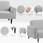 Light Gray Convertible Sofa Bed with Pockets