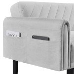 Light Gray Convertible Sofa Bed with Pockets