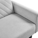Light Gray Convertible Sofa Bed with Pockets