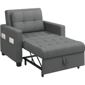 Light Gray 3-in-1 Convertible Sleeper Sofa Chair