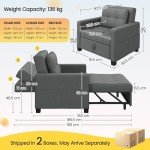 Light Gray 3-in-1 Convertible Sleeper Sofa Chair