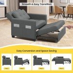 Light Gray 3-in-1 Convertible Sleeper Sofa Chair