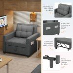 Light Gray 3-in-1 Convertible Sleeper Sofa Chair