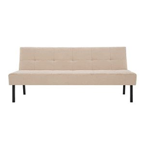 Beige 3-Seater Convertible Futon Sofa Bed