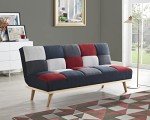 Patchwork 3-Seater Sofa Bed in Red & Grey