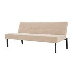 Beige 3-Seater Convertible Futon Sofa Bed