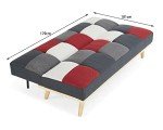 Patchwork 3-Seater Sofa Bed in Red & Grey