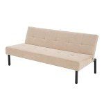 Beige 3-Seater Convertible Futon Sofa Bed