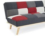 Patchwork 3-Seater Sofa Bed in Red & Grey