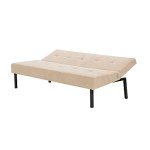 Beige 3-Seater Convertible Futon Sofa Bed