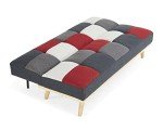 Patchwork 3-Seater Sofa Bed in Red & Grey