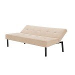 Beige 3-Seater Convertible Futon Sofa Bed