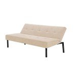 Beige 3-Seater Convertible Futon Sofa Bed