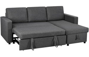 Grey L-Shaped Sofa Bed with Storage and Stylish Comfort