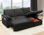Dark Gray 2-in-1 Sectional Sofa Bed with Storage