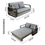 Modern Gray/Black Sofa Bed with Storage