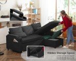 Dark Gray 2-in-1 Sectional Sofa Bed with Storage