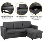 Grey L-Shaped Sofa Bed with Storage and Stylish Comfort