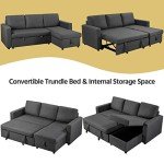 Grey L-Shaped Sofa Bed with Storage and Stylish Comfort
