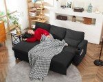 Dark Gray 2-in-1 Sectional Sofa Bed with Storage