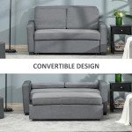 Grey 2-Seater Convertible Sofa Bed with Wood Legs