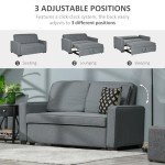 Grey 2-Seater Convertible Sofa Bed with Wood Legs