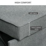 Grey 2-Seater Convertible Sofa Bed with Wood Legs